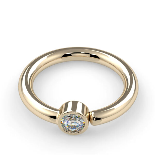 Vertical Fixed Bezel Seam Ring - 14k Gold - Image 2