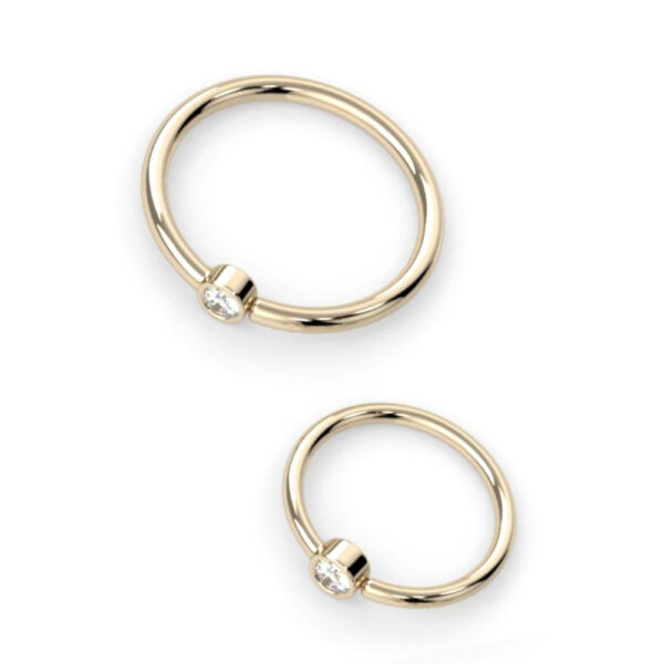 Vertical Fixed Bezel Seam Ring - 14k Gold - Image 3