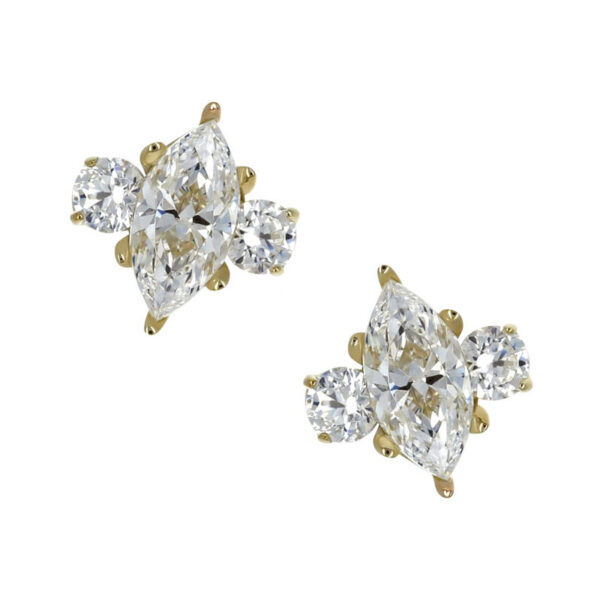 Marquise with Side Accents - 18k Gold