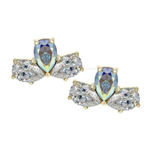 Pear Fan three Gem - 18k Gold - Image 2