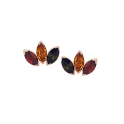 Threaded Marquise Fan three Gem - 18k Gold