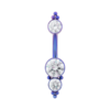 navel ber in taitanium with clear gems, two in a line at the bottom with small titanium beading accents