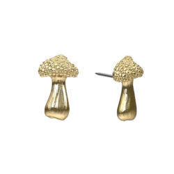 speckly topped psychedelic style fun mushroom in solid gold