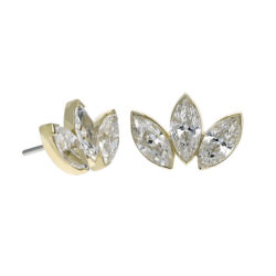 Threadless Marquise Fan three Gem - 18k Gold
