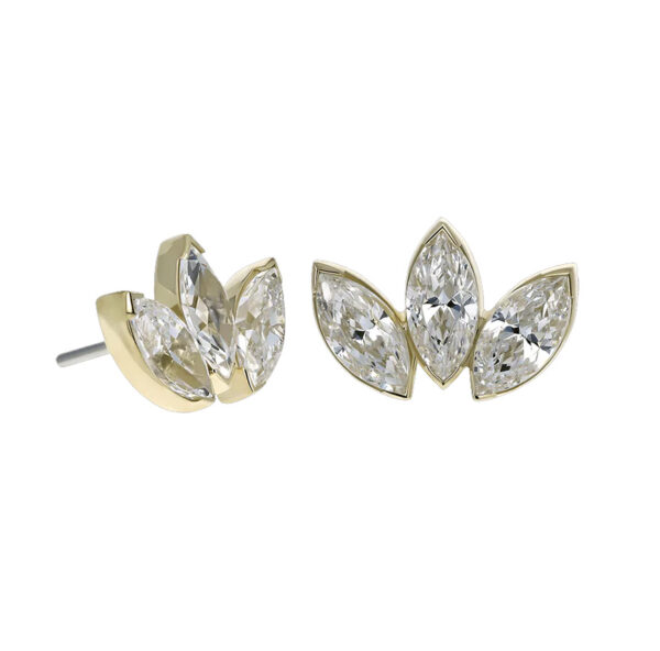 Threadless Marquise Fan three Gem - 18k Gold