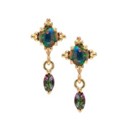 Zia with Marquise Bezel Dangle - 18k Gold
