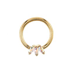 Fixed Marquise Triple Fan Seam Ring - 14k Gold
