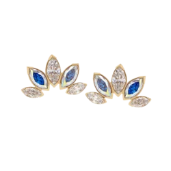 Threaded Accending Marquise Five Gem Fan - 18k Gold
