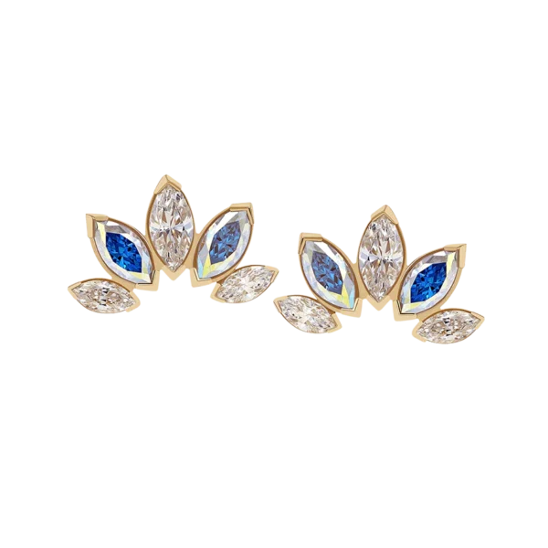 Threaded Accending Marquise Five Gem Fan - 18k Gold