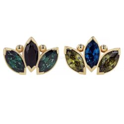 Threaded Marquise Fan with two beads - 18k Gold