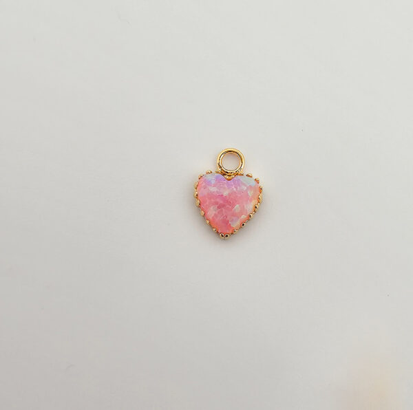 Opal Heart Charm - 18k Gold