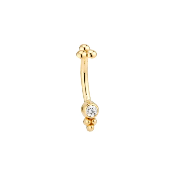 Beaded Accent Rook Bar - 14k Gold