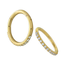 Side Facing Gemmed Clicker - 18k Gold