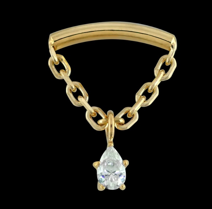 Helix Drape with Pear Charm - 18k Gold