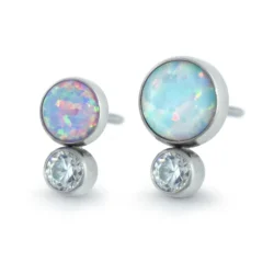 Two Gem Bezel Cabochon Cluster - Titanium